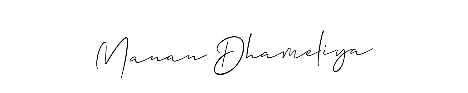 Manan Dhameliya stylish signature style. Best Handwritten Sign (Allison_Script) for my name. Handwritten Signature Collection Ideas for my name Manan Dhameliya. Manan Dhameliya signature style 2 images and pictures png