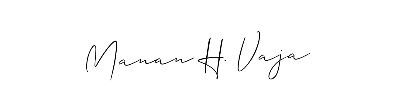 How to make Manan H. Vaja name signature. Use Allison_Script style for creating short signs online. This is the latest handwritten sign. Manan H. Vaja signature style 2 images and pictures png