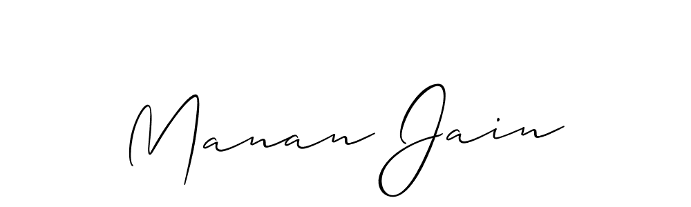 Make a beautiful signature design for name Manan Jain. With this signature (Allison_Script) style, you can create a handwritten signature for free. Manan Jain signature style 2 images and pictures png