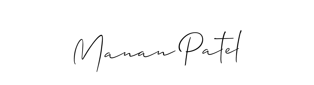 How to make Manan Patel name signature. Use Allison_Script style for creating short signs online. This is the latest handwritten sign. Manan Patel signature style 2 images and pictures png