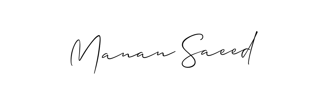 Use a signature maker to create a handwritten signature online. With this signature software, you can design (Allison_Script) your own signature for name Manan Saeed. Manan Saeed signature style 2 images and pictures png