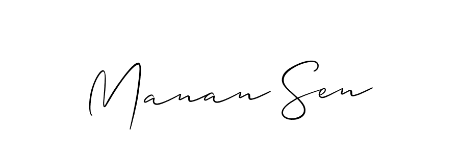 Make a short Manan Sen signature style. Manage your documents anywhere anytime using Allison_Script. Create and add eSignatures, submit forms, share and send files easily. Manan Sen signature style 2 images and pictures png