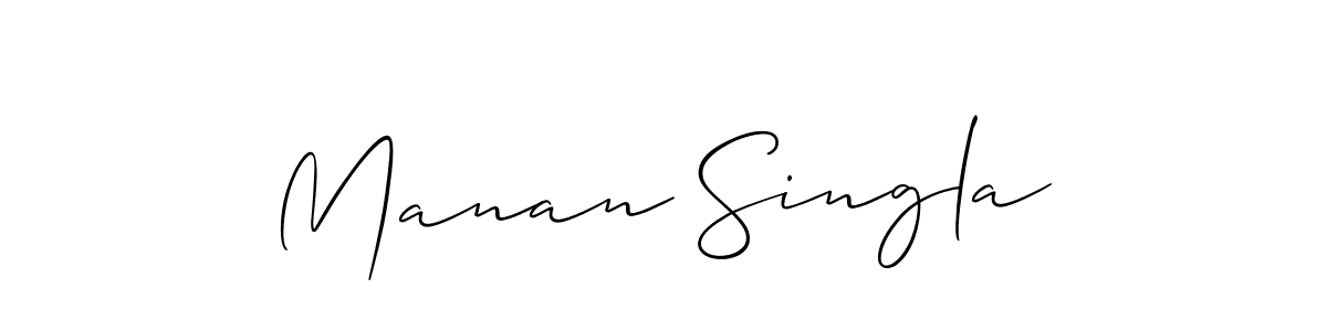 You should practise on your own different ways (Allison_Script) to write your name (Manan Singla) in signature. don't let someone else do it for you. Manan Singla signature style 2 images and pictures png