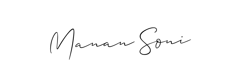Also we have Manan Soni name is the best signature style. Create professional handwritten signature collection using Allison_Script autograph style. Manan Soni signature style 2 images and pictures png