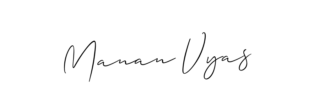 Make a beautiful signature design for name Manan Vyas. With this signature (Allison_Script) style, you can create a handwritten signature for free. Manan Vyas signature style 2 images and pictures png