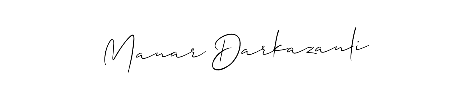 Make a beautiful signature design for name Manar Darkazanli. With this signature (Allison_Script) style, you can create a handwritten signature for free. Manar Darkazanli signature style 2 images and pictures png