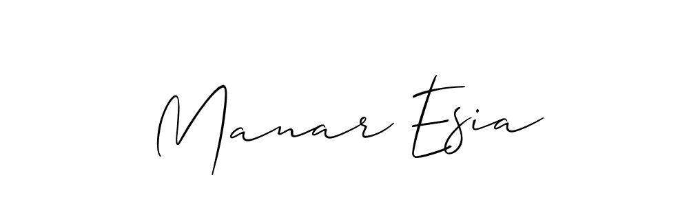 Make a beautiful signature design for name Manar Esia. With this signature (Allison_Script) style, you can create a handwritten signature for free. Manar Esia signature style 2 images and pictures png