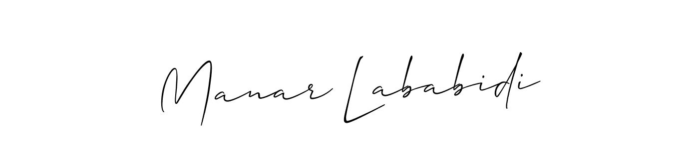 This is the best signature style for the Manar Lababidi name. Also you like these signature font (Allison_Script). Mix name signature. Manar Lababidi signature style 2 images and pictures png