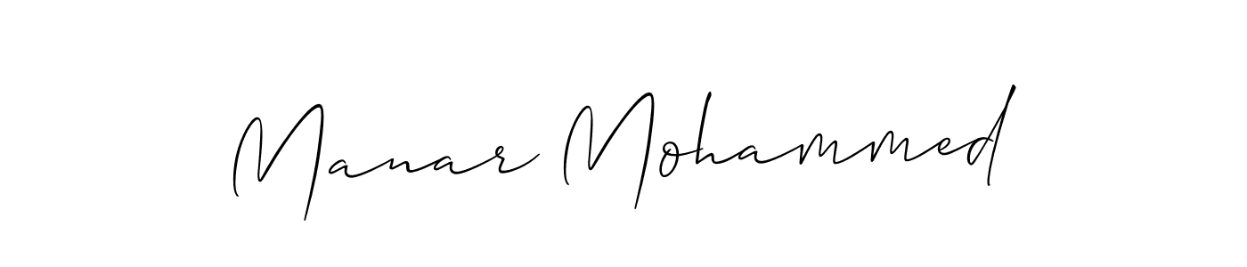 Create a beautiful signature design for name Manar Mohammed. With this signature (Allison_Script) fonts, you can make a handwritten signature for free. Manar Mohammed signature style 2 images and pictures png