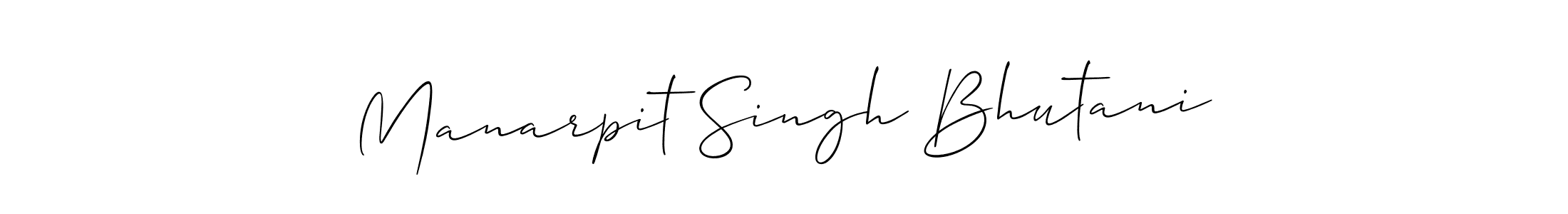 Also we have Manarpit Singh Bhutani name is the best signature style. Create professional handwritten signature collection using Allison_Script autograph style. Manarpit Singh Bhutani signature style 2 images and pictures png