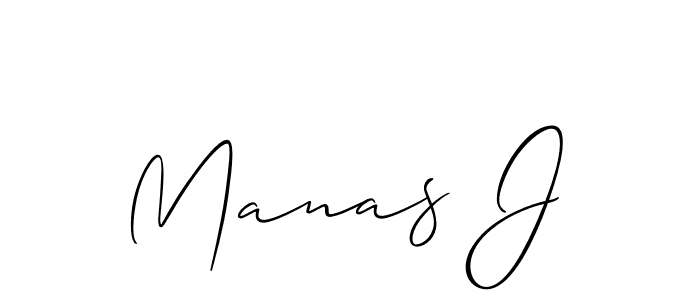 How to make Manas J name signature. Use Allison_Script style for creating short signs online. This is the latest handwritten sign. Manas J signature style 2 images and pictures png