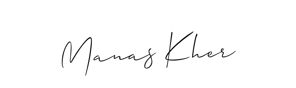 How to make Manas Kher name signature. Use Allison_Script style for creating short signs online. This is the latest handwritten sign. Manas Kher signature style 2 images and pictures png