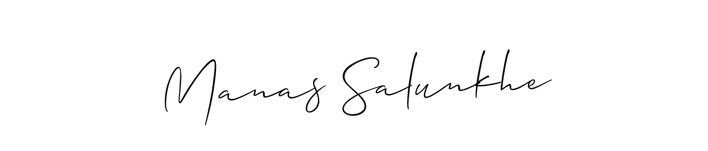 Create a beautiful signature design for name Manas Salunkhe. With this signature (Allison_Script) fonts, you can make a handwritten signature for free. Manas Salunkhe signature style 2 images and pictures png