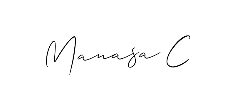 How to make Manasa C name signature. Use Allison_Script style for creating short signs online. This is the latest handwritten sign. Manasa C signature style 2 images and pictures png