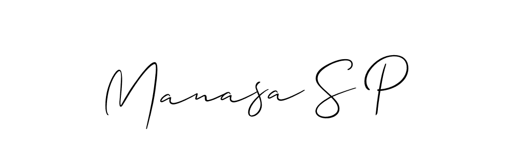 You should practise on your own different ways (Allison_Script) to write your name (Manasa S P) in signature. don't let someone else do it for you. Manasa S P signature style 2 images and pictures png