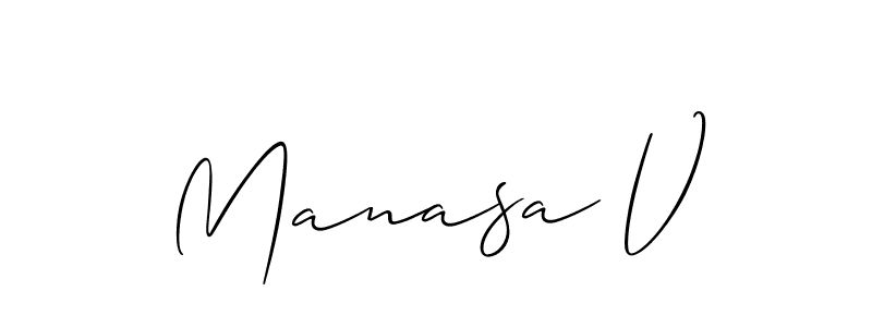 Also we have Manasa V name is the best signature style. Create professional handwritten signature collection using Allison_Script autograph style. Manasa V signature style 2 images and pictures png