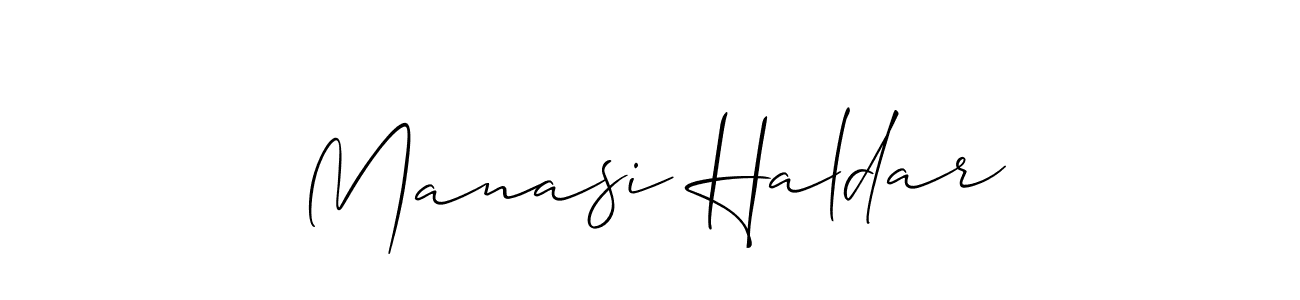 Also we have Manasi Haldar name is the best signature style. Create professional handwritten signature collection using Allison_Script autograph style. Manasi Haldar signature style 2 images and pictures png