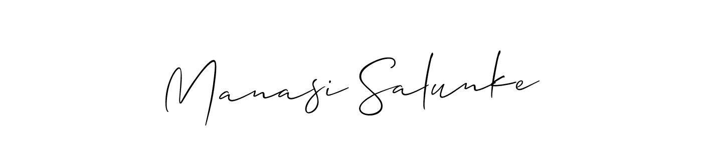 Similarly Allison_Script is the best handwritten signature design. Signature creator online .You can use it as an online autograph creator for name Manasi Salunke. Manasi Salunke signature style 2 images and pictures png