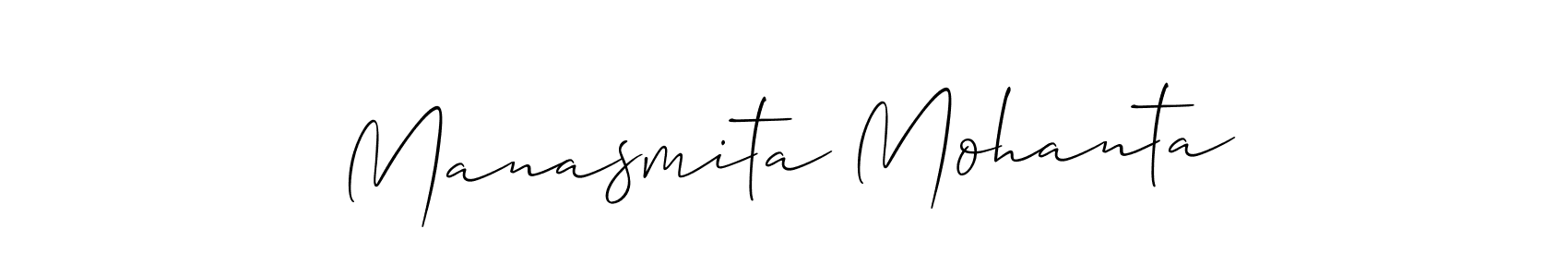 The best way (Allison_Script) to make a short signature is to pick only two or three words in your name. The name Manasmita Mohanta include a total of six letters. For converting this name. Manasmita Mohanta signature style 2 images and pictures png