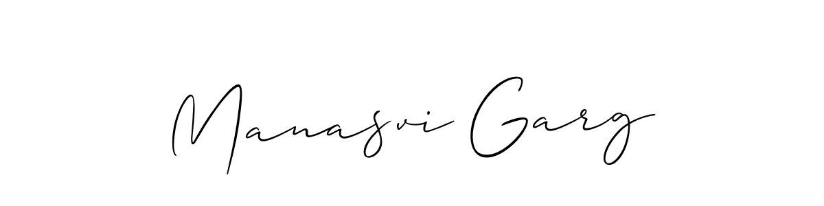 Allison_Script is a professional signature style that is perfect for those who want to add a touch of class to their signature. It is also a great choice for those who want to make their signature more unique. Get Manasvi Garg name to fancy signature for free. Manasvi Garg signature style 2 images and pictures png