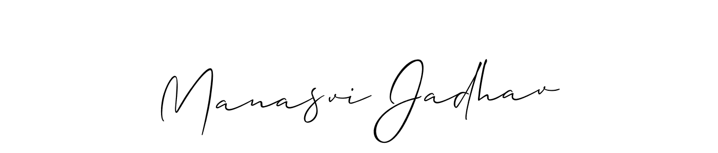 Create a beautiful signature design for name Manasvi Jadhav. With this signature (Allison_Script) fonts, you can make a handwritten signature for free. Manasvi Jadhav signature style 2 images and pictures png