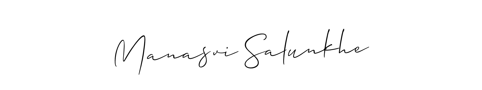 Make a beautiful signature design for name Manasvi Salunkhe. With this signature (Allison_Script) style, you can create a handwritten signature for free. Manasvi Salunkhe signature style 2 images and pictures png