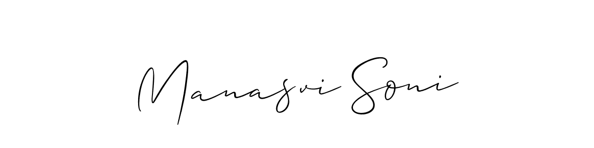 The best way (Allison_Script) to make a short signature is to pick only two or three words in your name. The name Manasvi Soni include a total of six letters. For converting this name. Manasvi Soni signature style 2 images and pictures png