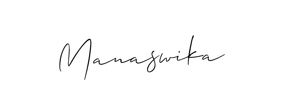 Allison_Script is a professional signature style that is perfect for those who want to add a touch of class to their signature. It is also a great choice for those who want to make their signature more unique. Get Manaswika name to fancy signature for free. Manaswika signature style 2 images and pictures png