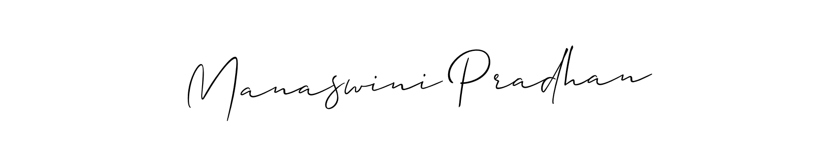 How to make Manaswini Pradhan signature? Allison_Script is a professional autograph style. Create handwritten signature for Manaswini Pradhan name. Manaswini Pradhan signature style 2 images and pictures png