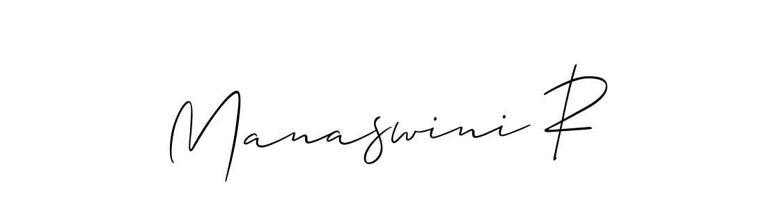 Design your own signature with our free online signature maker. With this signature software, you can create a handwritten (Allison_Script) signature for name Manaswini R. Manaswini R signature style 2 images and pictures png