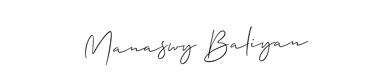 How to make Manaswy Baliyan name signature. Use Allison_Script style for creating short signs online. This is the latest handwritten sign. Manaswy Baliyan signature style 2 images and pictures png