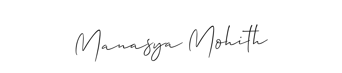 Create a beautiful signature design for name Manasya Mohith. With this signature (Allison_Script) fonts, you can make a handwritten signature for free. Manasya Mohith signature style 2 images and pictures png