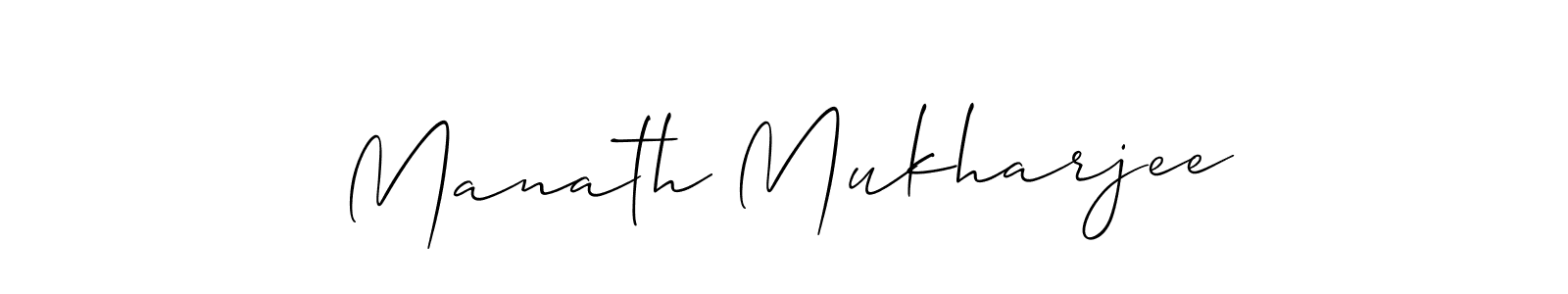 Make a short Manath Mukharjee signature style. Manage your documents anywhere anytime using Allison_Script. Create and add eSignatures, submit forms, share and send files easily. Manath Mukharjee signature style 2 images and pictures png