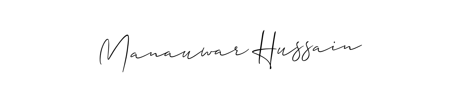 Also we have Manauwar Hussain name is the best signature style. Create professional handwritten signature collection using Allison_Script autograph style. Manauwar Hussain signature style 2 images and pictures png