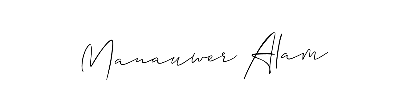 You should practise on your own different ways (Allison_Script) to write your name (Manauwer Alam) in signature. don't let someone else do it for you. Manauwer Alam signature style 2 images and pictures png