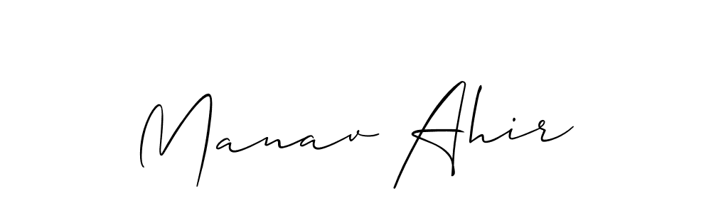 if you are searching for the best signature style for your name Manav Ahir. so please give up your signature search. here we have designed multiple signature styles  using Allison_Script. Manav Ahir signature style 2 images and pictures png