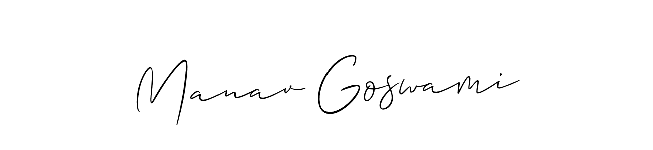 It looks lik you need a new signature style for name Manav Goswami. Design unique handwritten (Allison_Script) signature with our free signature maker in just a few clicks. Manav Goswami signature style 2 images and pictures png