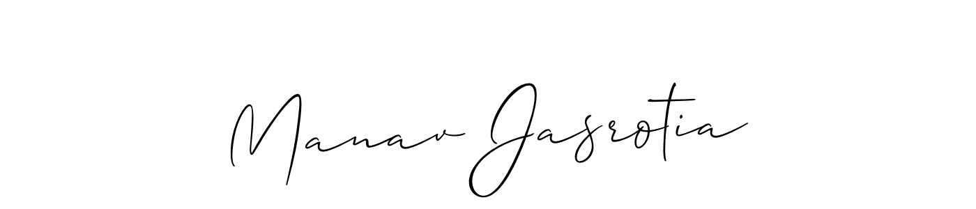 if you are searching for the best signature style for your name Manav Jasrotia. so please give up your signature search. here we have designed multiple signature styles  using Allison_Script. Manav Jasrotia signature style 2 images and pictures png