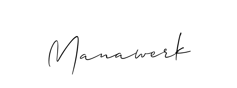 Design your own signature with our free online signature maker. With this signature software, you can create a handwritten (Allison_Script) signature for name Manawerk. Manawerk signature style 2 images and pictures png