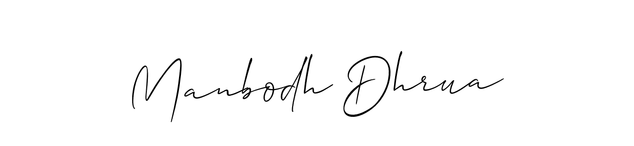 Make a beautiful signature design for name Manbodh Dhrua. With this signature (Allison_Script) style, you can create a handwritten signature for free. Manbodh Dhrua signature style 2 images and pictures png