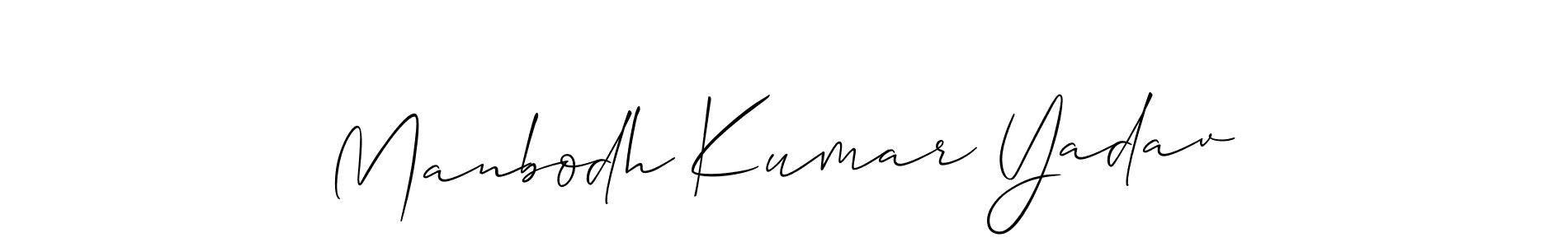 Make a beautiful signature design for name Manbodh Kumar Yadav. With this signature (Allison_Script) style, you can create a handwritten signature for free. Manbodh Kumar Yadav signature style 2 images and pictures png