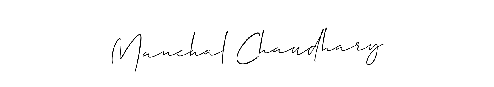 You should practise on your own different ways (Allison_Script) to write your name (Manchal Chaudhary) in signature. don't let someone else do it for you. Manchal Chaudhary signature style 2 images and pictures png