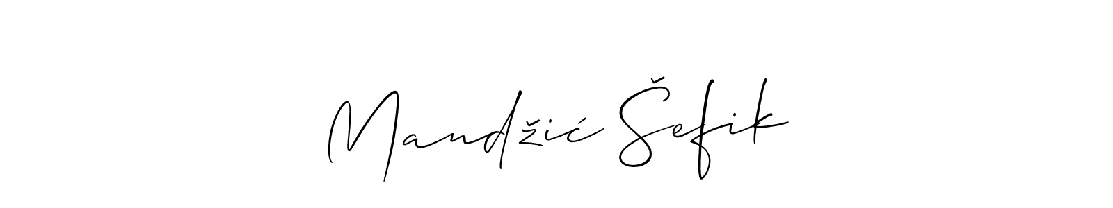 You should practise on your own different ways (Allison_Script) to write your name (Mandžić Šefik) in signature. don't let someone else do it for you. Mandžić Šefik signature style 2 images and pictures png