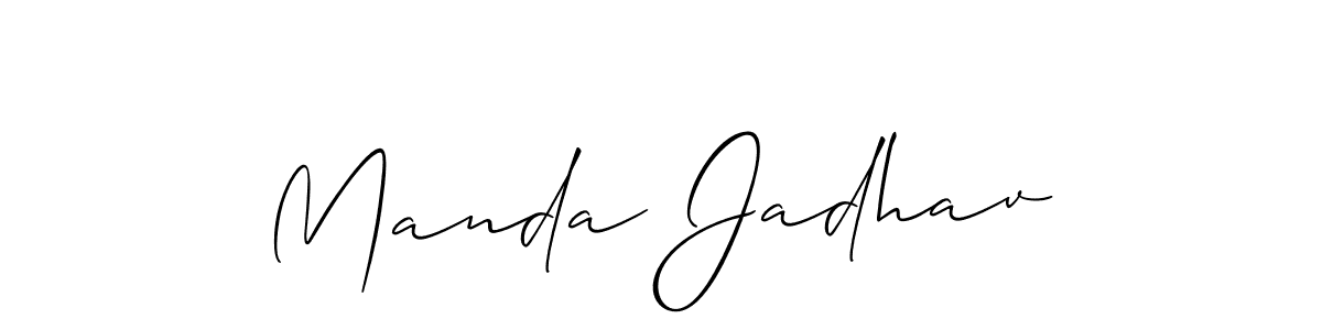 Create a beautiful signature design for name Manda Jadhav. With this signature (Allison_Script) fonts, you can make a handwritten signature for free. Manda Jadhav signature style 2 images and pictures png