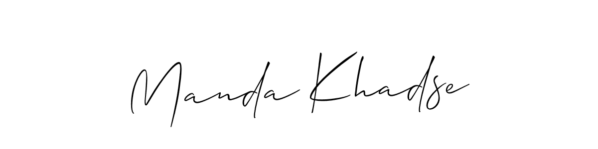 Allison_Script is a professional signature style that is perfect for those who want to add a touch of class to their signature. It is also a great choice for those who want to make their signature more unique. Get Manda Khadse name to fancy signature for free. Manda Khadse signature style 2 images and pictures png