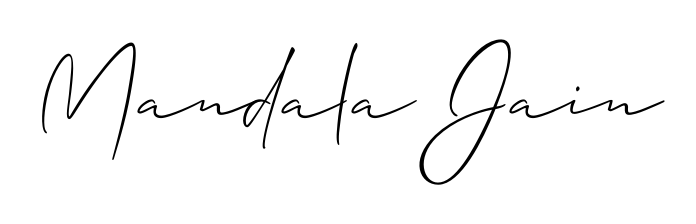 Quickly download Mandala Jain name signature in high-resolution PNG using Allison_Script style. Ready to insert into PDFs and online applications. Mandala Jain signature style 2 images and pictures png