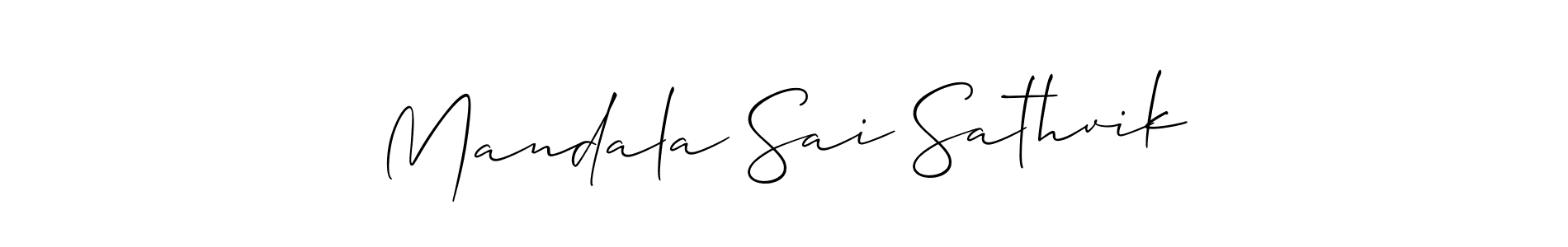 Similarly Allison_Script is the best handwritten signature design. Signature creator online .You can use it as an online autograph creator for name Mandala Sai Sathvik. Mandala Sai Sathvik signature style 2 images and pictures png