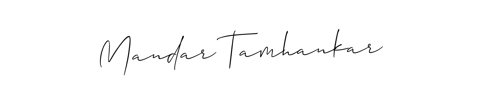 Allison_Script is a professional signature style that is perfect for those who want to add a touch of class to their signature. It is also a great choice for those who want to make their signature more unique. Get Mandar Tamhankar name to fancy signature for free. Mandar Tamhankar signature style 2 images and pictures png