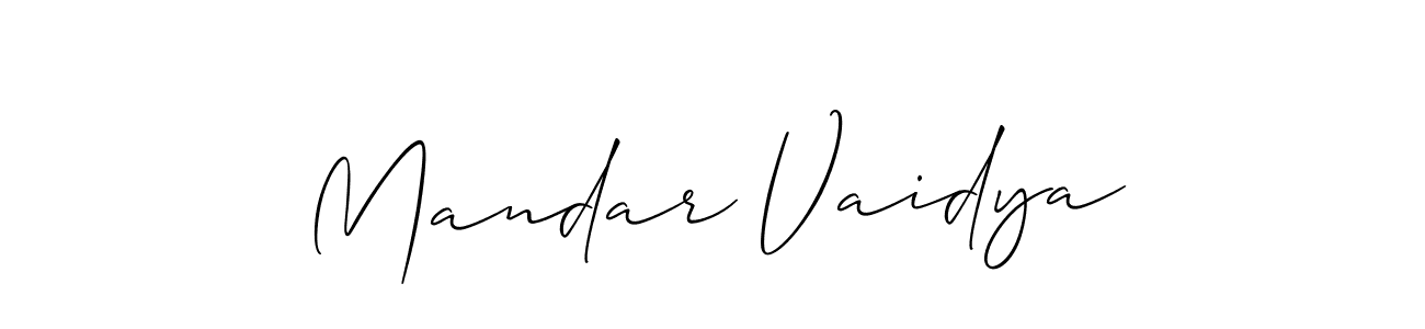 Use a signature maker to create a handwritten signature online. With this signature software, you can design (Allison_Script) your own signature for name Mandar Vaidya. Mandar Vaidya signature style 2 images and pictures png