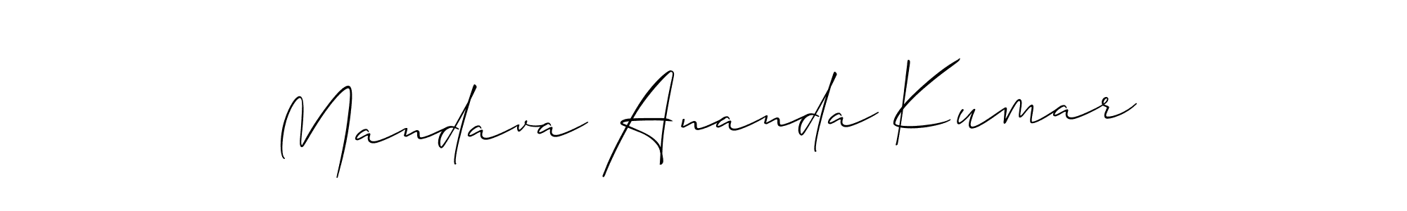 The best way (Allison_Script) to make a short signature is to pick only two or three words in your name. The name Mandava Ananda Kumar include a total of six letters. For converting this name. Mandava Ananda Kumar signature style 2 images and pictures png